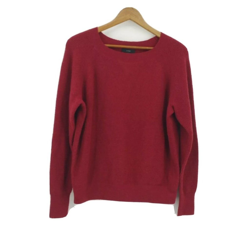 J Crew Womens Waffle Crewneck Merino Wool Sweater NWT Size Small Brick Red AU299